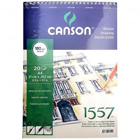 Canson 1557 Eskiz Defteri Spiralli 180g 20 Yaprak A4