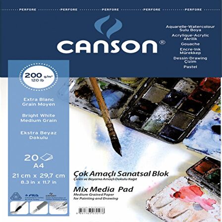 Canson Çok Amaçlı Sanatsal Blok 200Gr. 20 Yaprak, A4