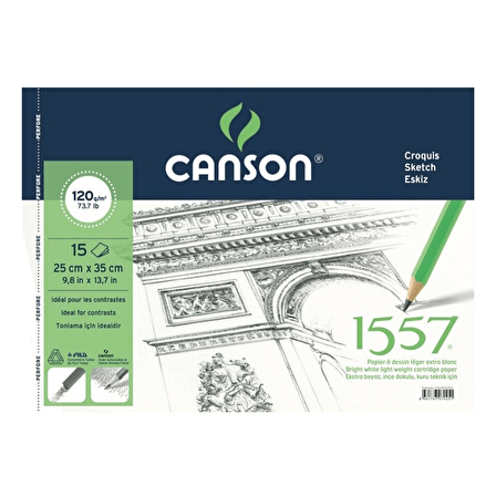 Canson 1557 Eskiz Defteri Spiralli 120g 15 Yaprak 25x35cm