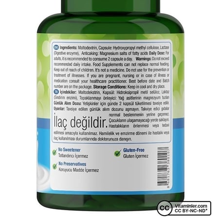 Lactase Enzyme 100 Kapsül - AROMASIZ
