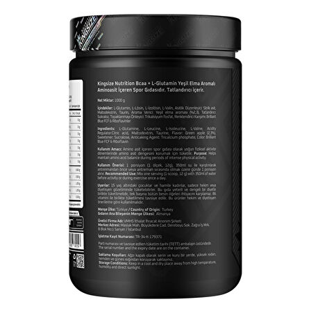 BCAA + Glutamine Powder 1000 Gr - YEŞİL ELMA