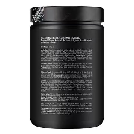 Kingsize Nutrition Creatine Powder 1000 Gr - TROPİKAL MEYVE