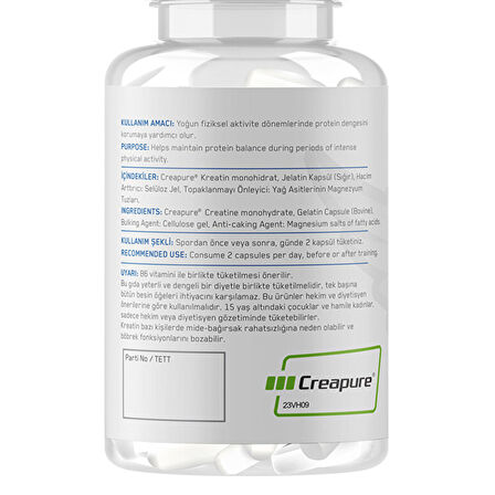 Supplementler.com Creatine (Creapure®) 120 Kapsül