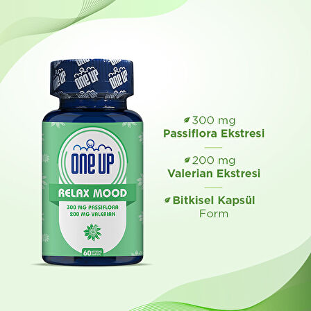 One Up Relax Mood Passiflora ve Valerian 60 Kapsül - AROMASIZ