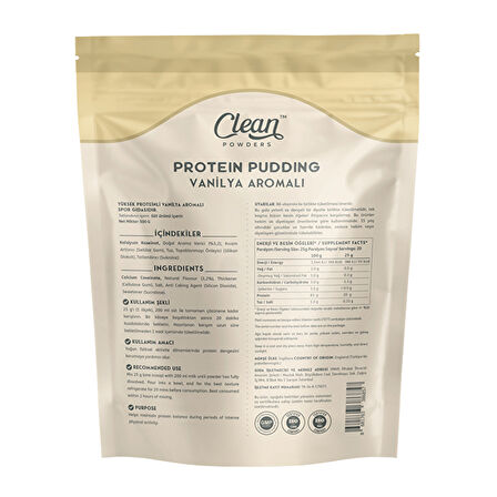 Clean Powders Protein Pudding 500 Gr - VANİLYA