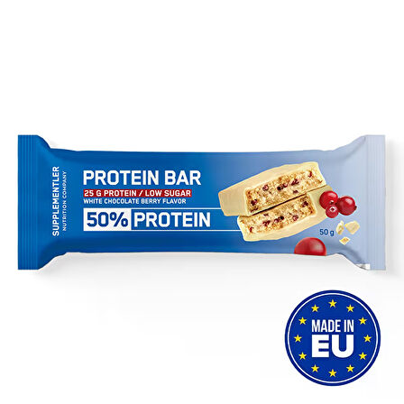Supplementler.com %50 Protein Bar 50 Gr 12 Adet - BEYAZ ÇİKOLATA-ORMAN MEYVELERİ