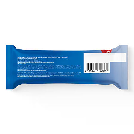 Supplementler.com %50 Protein Bar 50 Gr 1 Adet - BEYAZ ÇİKOLATA-ORMAN MEYVELERİ