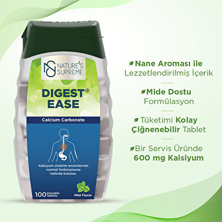 Nature's Supreme Digest Ease 100 Çiğnenebilir Tablet - NANE