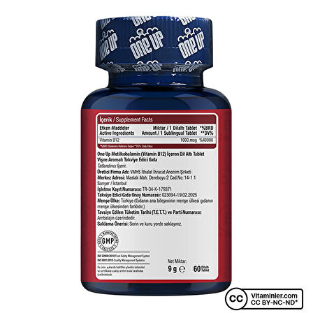 One Up Vitamin B12 60 Dilaltı Tablet - VİŞNE
