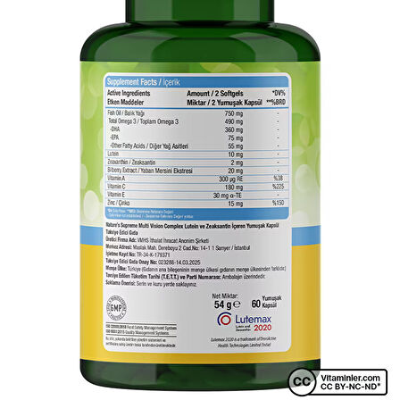 Nature's Supreme Vision Complex 60 Kapsül - AROMASIZ