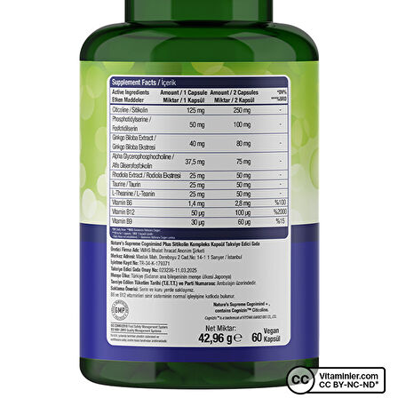 Nature's Supreme Cognimind Plus 60 Kapsül - AROMASIZ