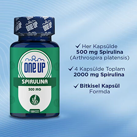 One Up Spirulina 500 Mg 120 Kapsül - AROMASIZ