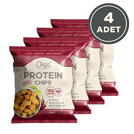 Clean Powders Protein Chips 50 Gr Acı Biber Yeşil Limon 4 Adet - ACI BİBER - YEŞİL LİMON