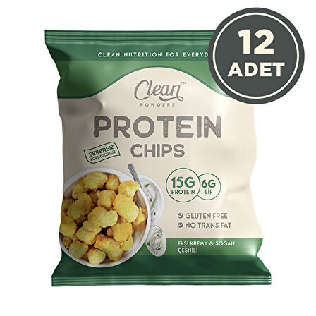Clean Powders Protein Chips 50 Gr Ekşi Krema Soğan 12 Adet - EKŞİ KREMA - SOĞAN