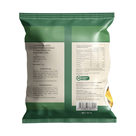 Clean Powders Protein Chips 50 Gr Ekşi Krema Soğan 12 Adet - EKŞİ KREMA - SOĞAN