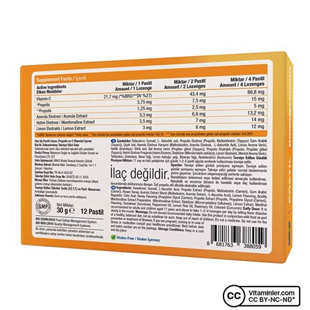 One Up Pastil Propolis + Limon 12 Pastil 3 Adet - BALLI