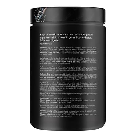 Kingsize Nutrition BCAA + Glutamine Powder 480 Gr - KIRMIZI MEYVELER