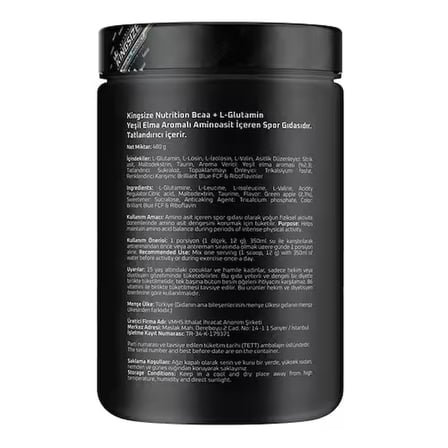 Kingsize Nutrition BCAA + Glutamine Powder 480 Gr - KIRMIZI MEYVELER