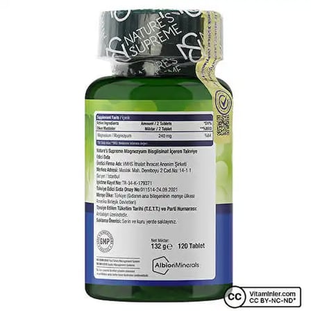 Nature's Supreme Magnesium Bisglycinate 120 Mg 120 Tablet