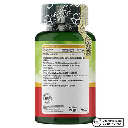Nature's Supreme Astaxanthin 60 Kapsül