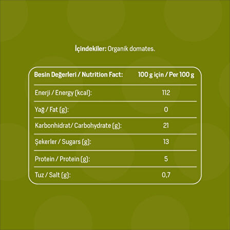 Organik Domates Salçası 650 Gr