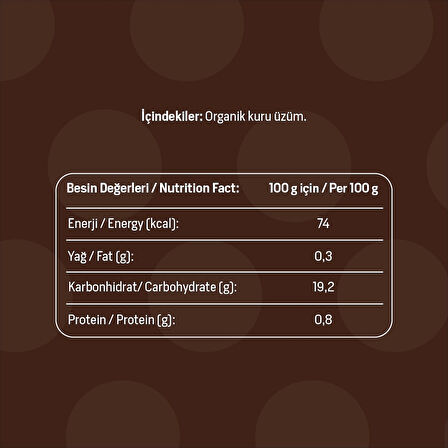 Organik Kuru Üzüm 500 Gr