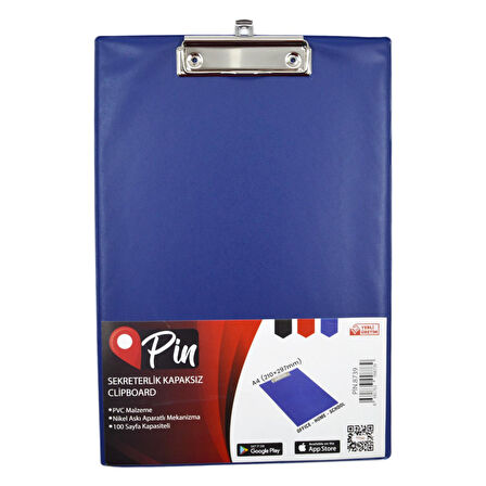 Pin A4 Plastik Kapaksız Sekreterlik Mavi (8739)
