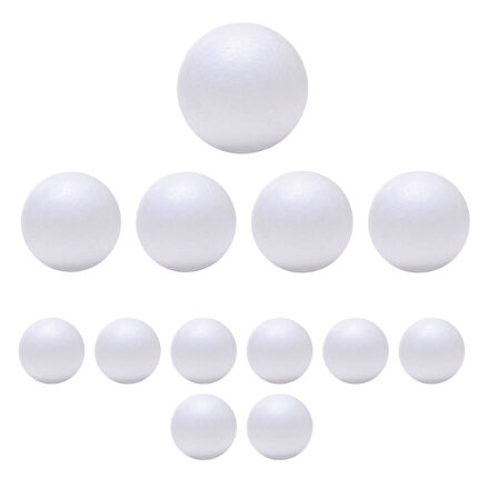 Puti Strafor Köpük Top Karışık Boy 6,5 cm-5 cm-3 cm 13 Adet (KOD : 06352)
