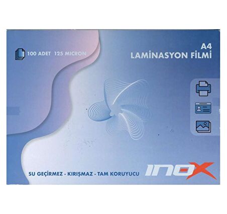 İnox Laminasyon Filmi A4 100Lü Pvc kaplama