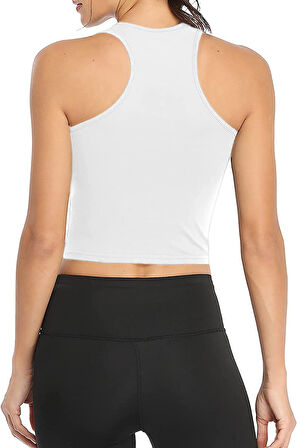 Liona Kadın Beyaz Renk U Yaka Yüzücü Sırtlı Crop Top Büstiyer