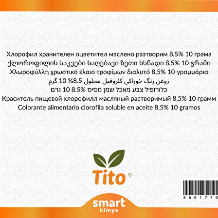 Klorofil Gıda Renklendiricisi Sıvı Yağda Çözünür %8.5lik E141i 10 g