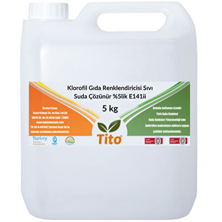 Klorofil Gıda Renklendiricisi Sıvı Suda Çözünür %5lik E141ii 5 kg
