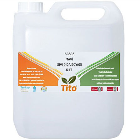 Mavi Gıda Renklendiricisi Sıvı Suda Çözünür E133 5 litre
