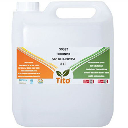Turuncu Gıda Renklendiricisi Sıvı Suda Çözünür E110 5 litre