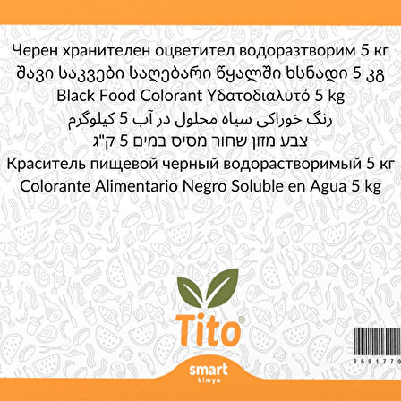 Siyah Gıda Renklendiricisi Toz Suda Çözünür 5 kg