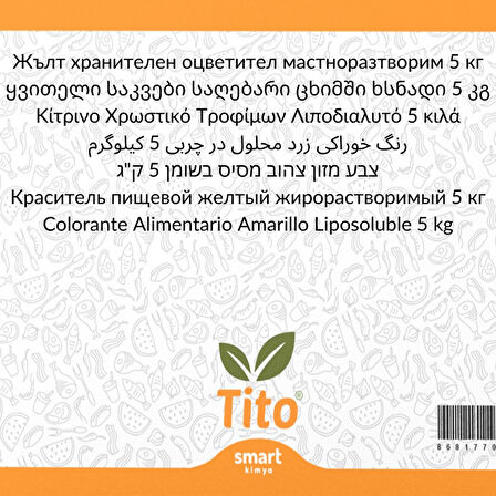 Sarı Gıda Renklendiricisi Toz Yağda Çözünür E102 5 kg