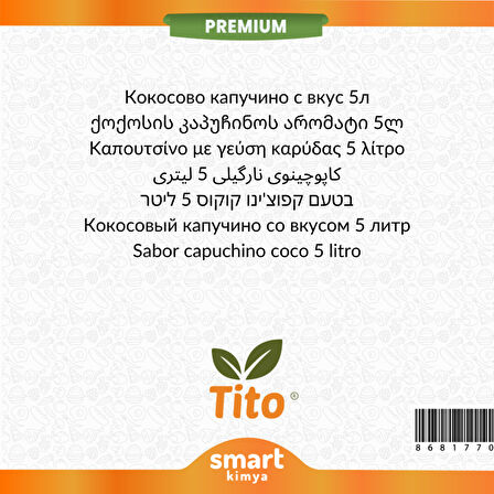 Premium Hindistan Cevizli Kapuçino Aroması 5 litre