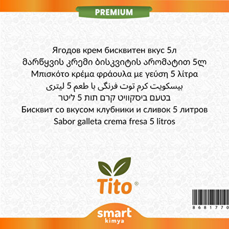 Premium Çilek Kremalı Bisküvi Aroması 5 litre