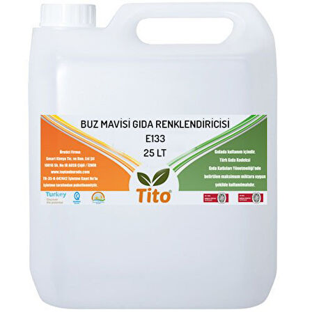 Buz Mavisi Gıda Renklendiricisi Sıvı Suda Çözünür E133 25 litre