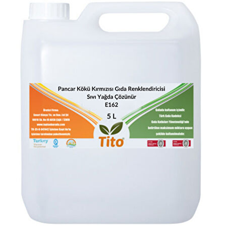 Pancar Kökü Kırmızısı Gıda Renklendiricisi Sıvı Yağda Çözünür E162 5 litre