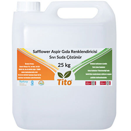 Safflower Aspir Gıda Renklendiricisi Sıvı Suda Çözünür 25 kg