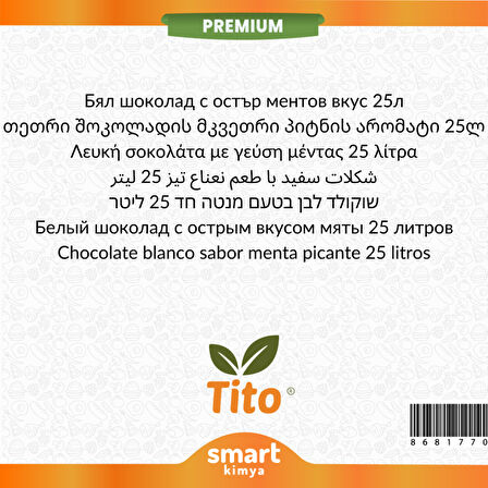 Premium Beyaz Çikolata Peppermint Keskin Nane Aroması 25 litre
