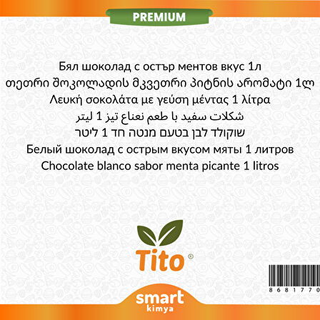 Premium Beyaz Çikolata Peppermint Keskin Nane Aroması 1 litre