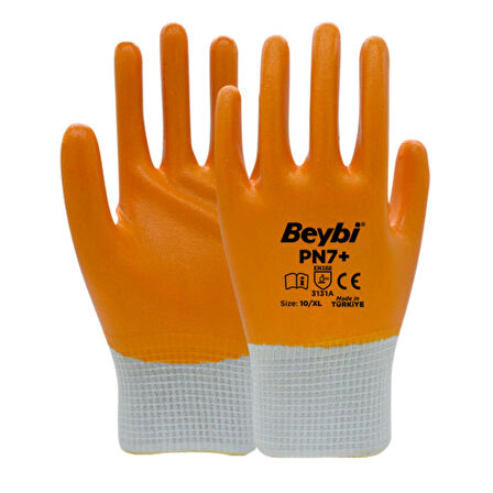 Beybi Nitril PN7+ Tam Kaplı Sarı Eldiven  No:10