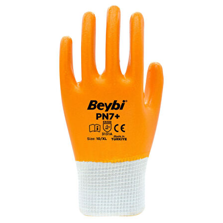 Beybi Nitril PN7+ Tam Kaplı Sarı Eldiven  No:10
