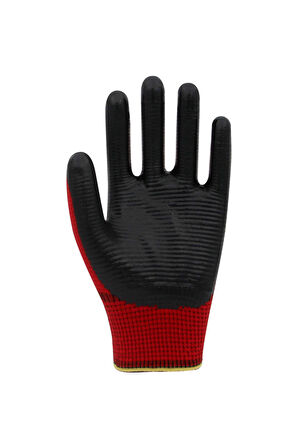 Master Glove PG3 Zebra Kırmızı Polyester Örme Nitril İş Eldiveni 10 Beden 60 Çift