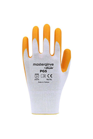 Master Glove PG5 Sarı Polyester Örme Nitril İş Eldiveni 10 Beden