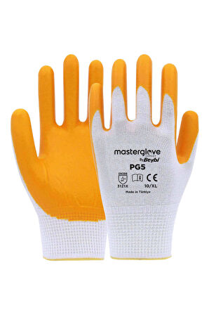 Master Glove PG5 Sarı Polyester Örme Nitril İş Eldiveni 10 Beden 12 Çift