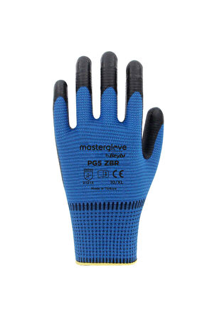 Master Glove PG5 Zebra Mavi Polyester Örme Nitril İş Eldiveni 10 Beden