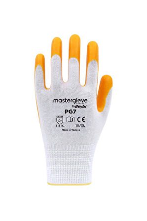 Master Glove PG7 Sarı Polyester Örme Nitril İş Eldiveni 9 Beden